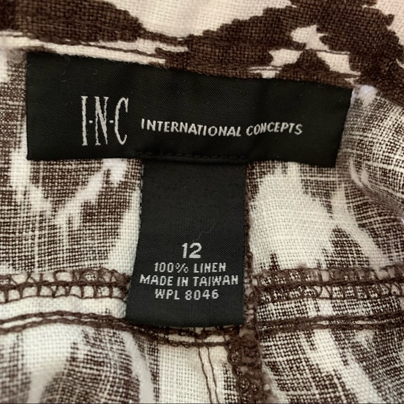 International Concept Brown Print Linen Pants - Picture 8 of 9